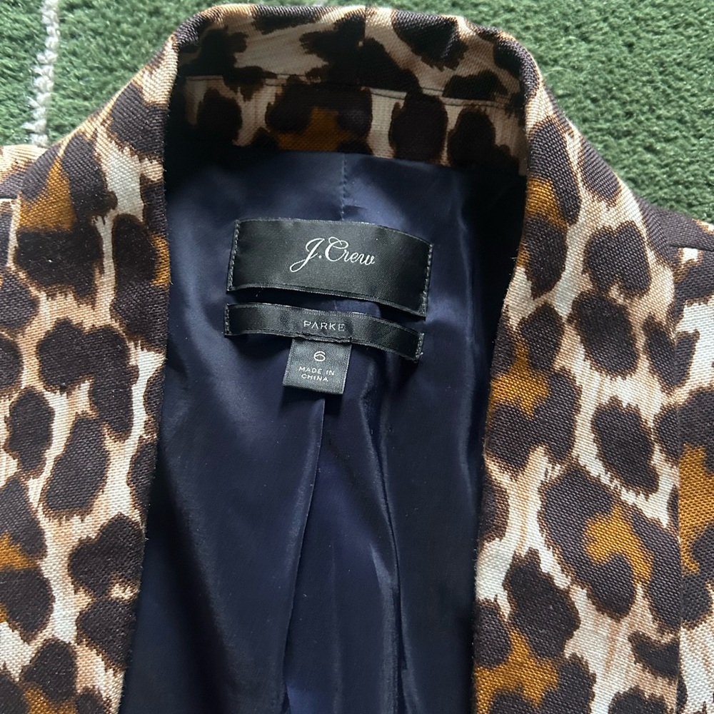 J. Crew Animal Print Blazer with Navy Lining - Picture 2 of 4